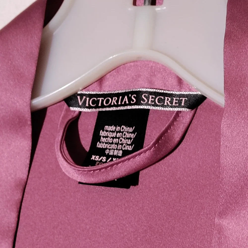 Vintage VICTORIA'S SECRET Nightgown Robe‎ Pink Satin Sz XS/S with Belt
